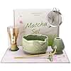 Doublewhale Matcha Set - Whisk and Bowl Kit, Matcha Whisk Set 7PCS Ceramic Bowl and Holder, Bamboo Scoop and Holder, Sifter, Tea Cloth, Making Kit Gift for Beginners and Enthusiasts with Elegant Box