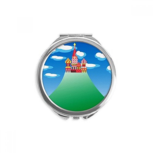 Miroir portable 2,6 pouces ronde maquillage de poche multicolore montagne nuage
