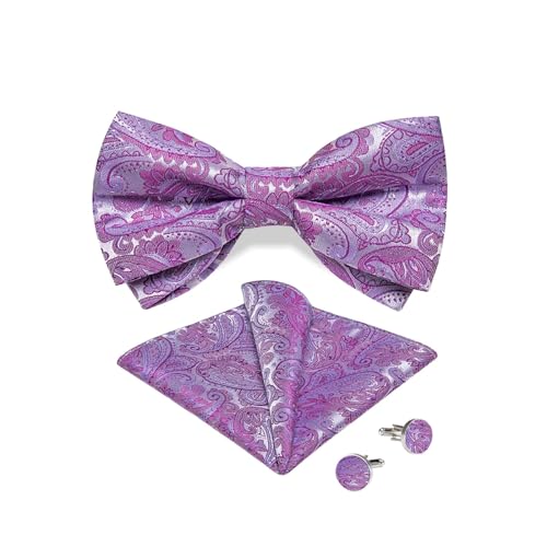 Corbata de moño paisley de seda para hombre miniatura 1