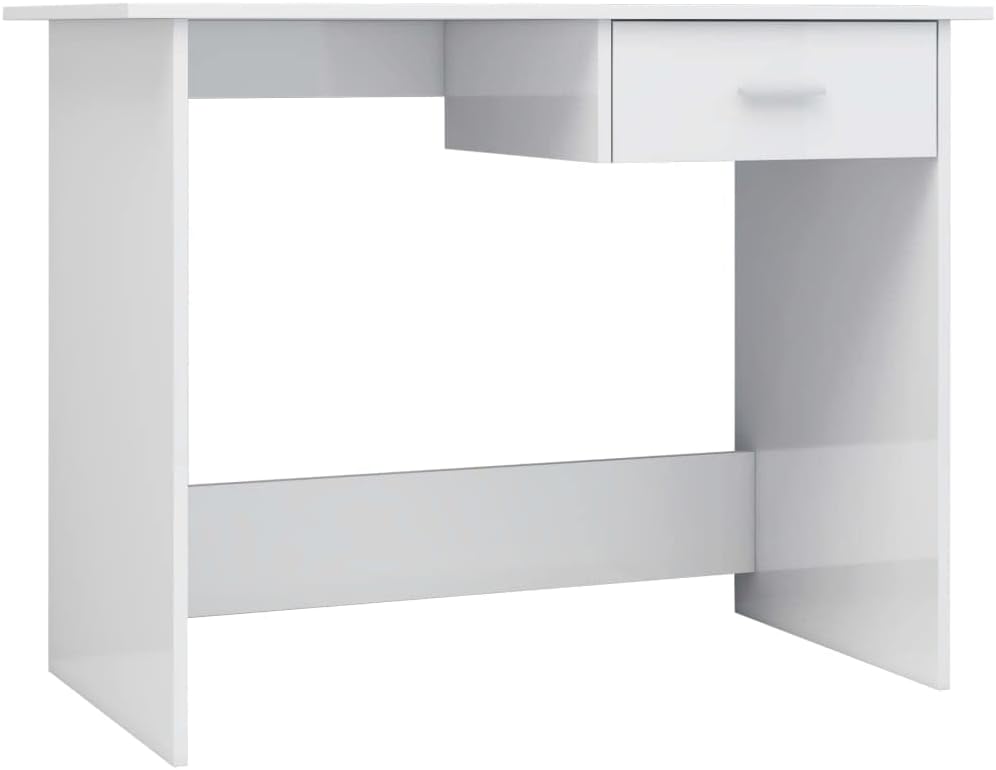 vidaXL Corner Desk With Drawers - Writing Table, Computer Workstation, Office Desk 100x50x76cm High Gloss White