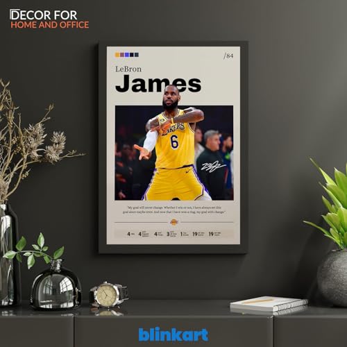 Image of BLINKART Lebron James | Nba Basketball Player | Synthetic Wood Photo Framed Wall Hanging Poster For Room & Office Bedroom Living Boys And Girl Room Home Wall Hanging | 13x10 Inches