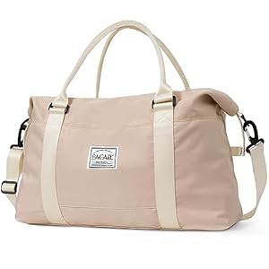 BAGAIL Travel Duffel Bag, Weekender Bags for Women, Overnight Gym Carry On Tote Bag with Wet Pocket, Hospital Mom Bag for Labor and Delivery – Beige