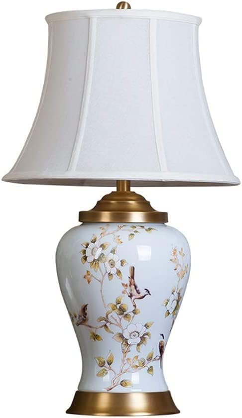 Miniatura 6 de JITEM Lámpara de Mesa Lámpara de mesa de cerámica blanca Pantalla de tela de palacio pintada E27 Lámpara de noche Villa Hall Entrada Sala de estar