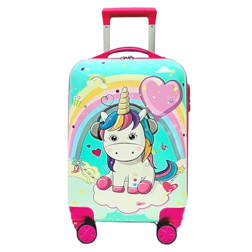 Image of JUNIOR JOE Plastic 20Inch Kids Hardsided Suitcase With 360 Degree Rotating Wheels Travel Trolley Bag (Turquoise)