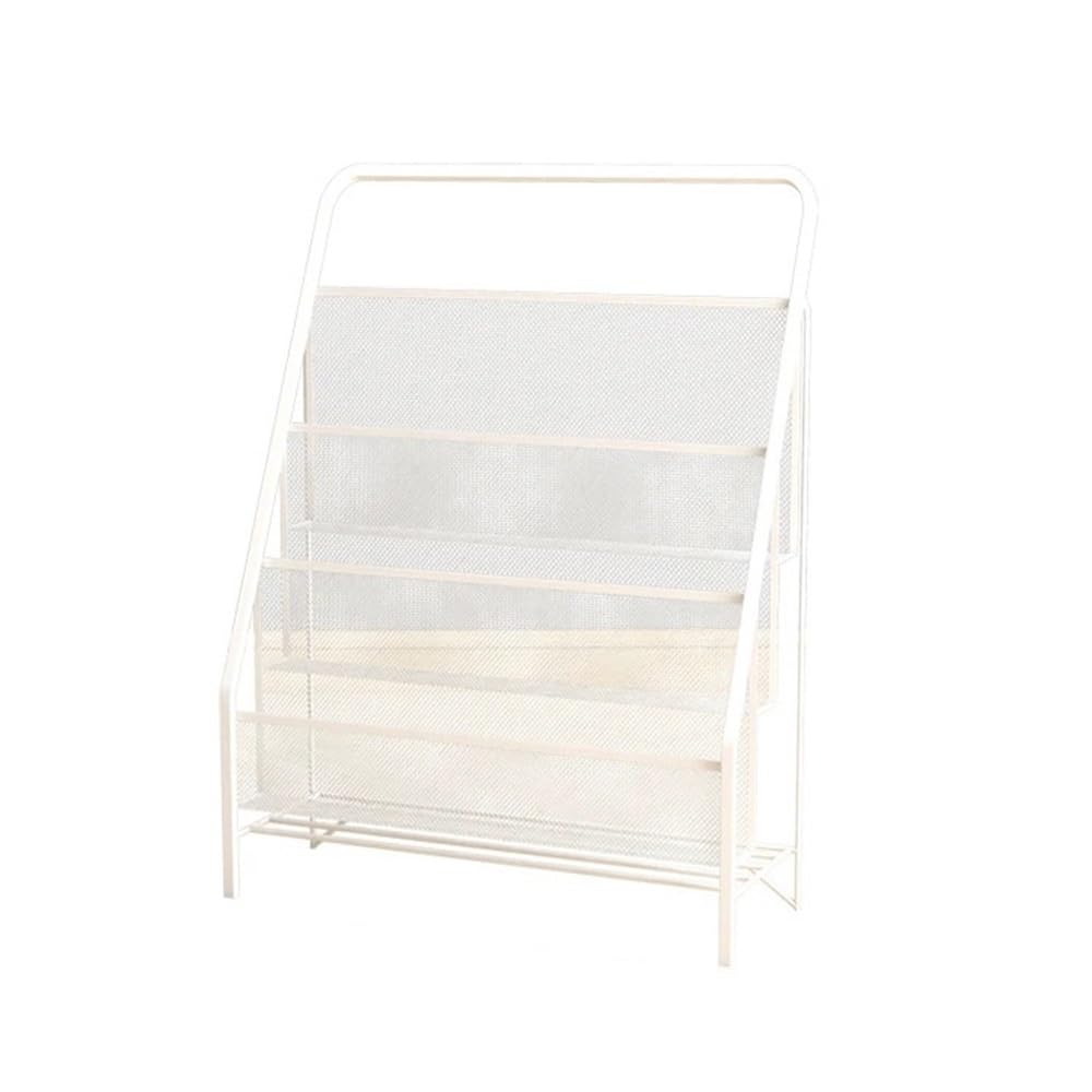 Zeitschriftenständer Nordic Light Luxury Zeitschriftenständer Mehrschichtiger Aufbewahrungsständer aus Eisen for Bücher Organizer for Bilder Zeitungsständer(Weiß,Klein)