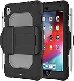 Griffin Survivor All-Terrain Case, Compatible with iPad Mini (2019) & iPad Mini 4, Complete Defense Against Drops, Dirt, Sand, Rain & Mud, Black/Clear (GIPD-005-BLK)