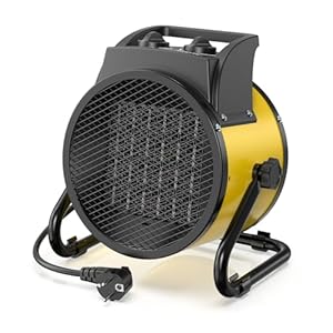 DAHTEC Heizlüfter 3000 Watt Keramik Heizstrahler Elektroheizer Bauheizer Bautrockner mit Thermostat Heizgerät mit 3 Heizstufen für Baustellen, Hausgebrauch, Werkstatt, arage