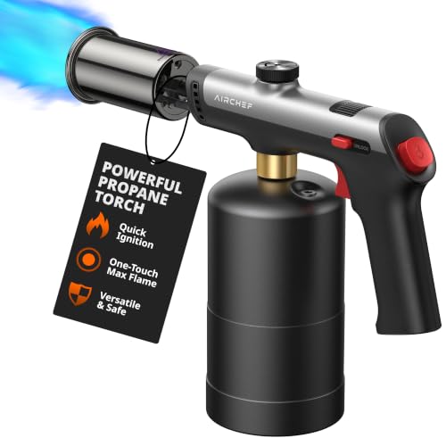 AirChef Propane Torch Gun, One-Touch Max Fire, Safety Lock, Titanium Gray - image 1