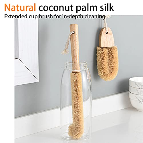 Kitchen Cleaning Brush Kit, Eco Friendly Brush Set, Wood Bottle Brush Pot Pan Brush Bamboo Dish Washing Brush Vegetable Brush #TOP1