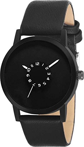 Swadesi Stuff Amazing Black dial Stylish Leather Strap Black Color Analog Watch for Men & Boys 914