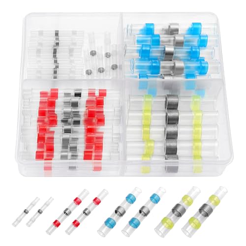 YIXISI 70 Pièces Kit Bornes Connecteurs Thermorétractables, Connecteurs Électriques Isolés Thermorétractables, Connecteur de Fil de Joint de Soudure Isolés, 26-10 AWG
