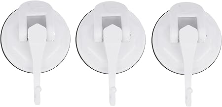 Acrylonitrile Butadiene Styrene Heavy Duty Vacuum Based Small Size Wall Suction Hooks Hanger and Holder (White) - Pack of 3