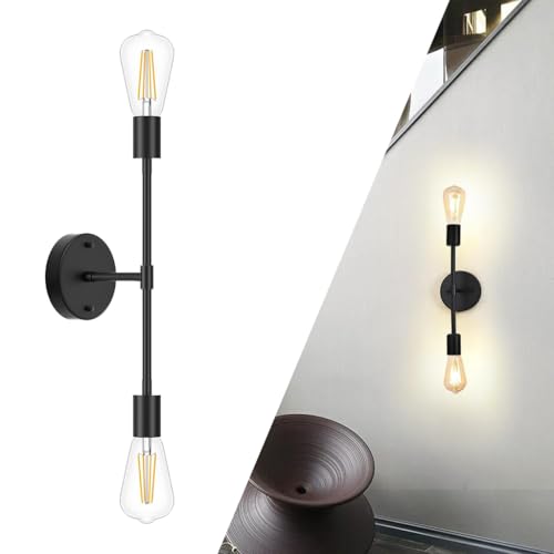 Image of ELEPHANTBOAT 1PCS Wall Lamp Fixtures, Minimalist Industrial Metal Wall Light for Home Decoration, 13.4'' Retro Dual Head Stick Light for Hallway, Living Room, Bedroom, Corridor(No Bulb Included)