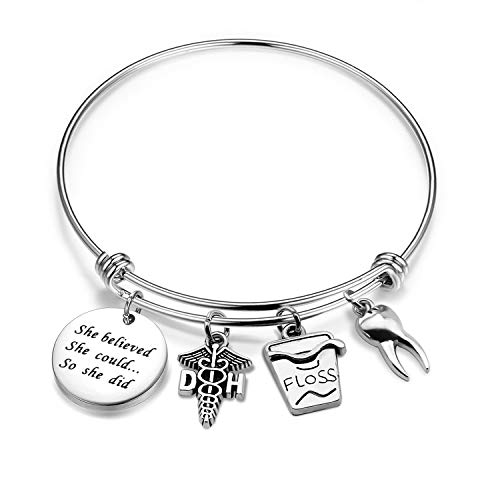 ENSIANTH Dental Hygienist Bracelet She Believed She Could so She Did Bracelet Graduation Gift for Dental Assistant,Dental Jewelry Gift