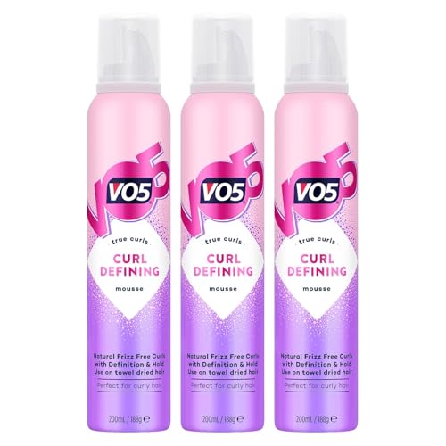 Image of VO5 Curl Defining Mousse with Definition and Hold, Perfect for Curly Hair Provides Bouncy Natural Frizz Free Lasting Curls Protect from Heat Damage, 200ml (Pack of 3)