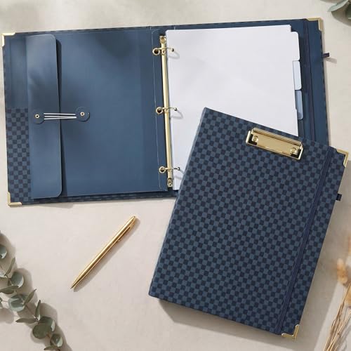 Aesthetic Clipboard Binder with Dividers - Document Organizer and Clipboard Folder for Work - Sturdy 3 Ring Binder & Planner Folio for Streamlined School Projects Notes and Daily Office Productivity