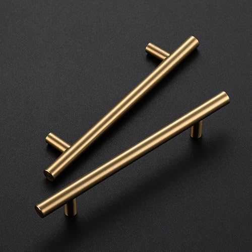 Image of Ravinte 10 Pack 7.38 inch Cabinet Pulls Champagne Bronze Stainless Steel Kitchen Cupboard Handles Cabinet Handles 7.38 inch Length, 5 inch Hole Center