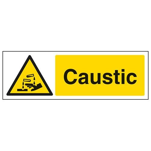 V Safety Caustic Warning Sign - 300mm x 100mm - 1mm Rigid Plastic
