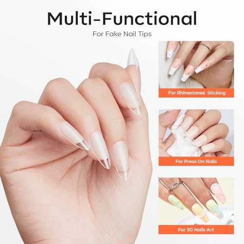 Image of modelones Solid Nail Glue Gel for Acrylic Nails Tips, 30g False Nails Gel Glue Long-Lasting Strong Adhesion, Need UV Light Cured