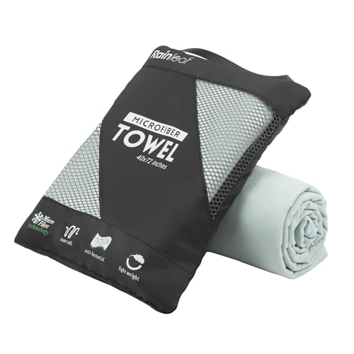 Image of Rainleaf Microfiber Towel Perfect Travel & Gym & Camping Towel. Quick Dry - Super Absorbent - Ultra Compact - Lightweight. Suitable for Trip, Beach, Shower, Backpacking, Pool