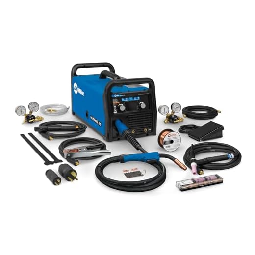 Miller Multimatic 215 Multiprocess Welder with TIG Kit - Multi-Process MIG, DC Stick, DC TIG & Flux Core Welding Engine Machine - Compatible MIG Welder Machine with Multi-Voltage Plug for 120V&240V