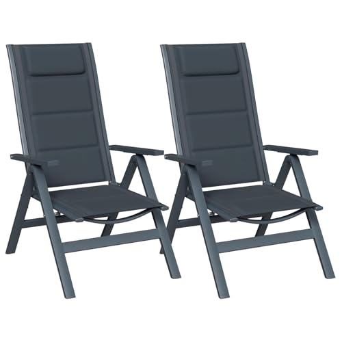 JUMMICO Sdraio da Esterno con 7 Regolazioni in Altezza – Design Pieghevole, Cuscino Imbottito 1,5 cm con Poggiatesta e Supporto Lombare – Portata Max 160kg per Giardino, Cortile, Balcone, Piscina