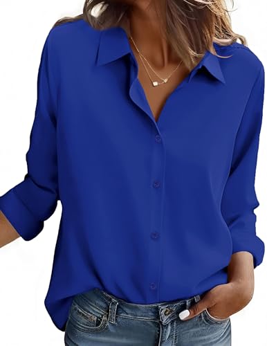 Zeagoo Button Up Shirts Women Classic-Fit Dress Shirts Long Sleeve