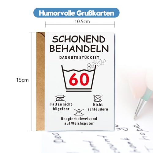Gratitopia Geschenke zum 60. Geburtstag - Schwarz Handtuch & Strandtuch mit Geburtstagskarte 60(160x80cm)- Schonend behandeln Das Gute Stück ist 60 - Lustige Geschenk 60 Geburtstag für Männer & Frauen