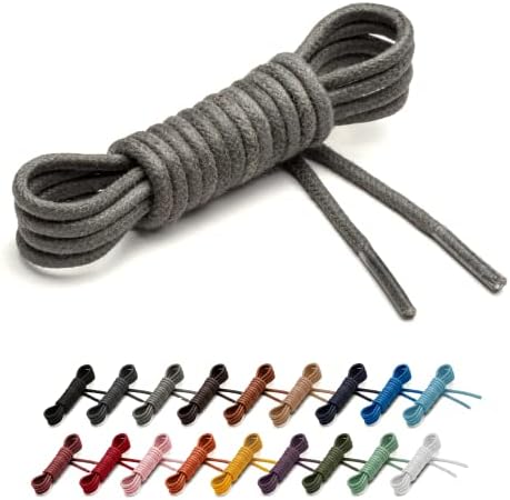 Benchmark Waxed Cotton Shoe Laces - 5/64" (2mm) Shoelaces for Dress Shoes & Boots - 27, 30, 33, 36 & 39 Inches - 18 Colors