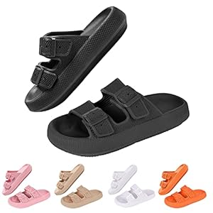 Shujin Cozy Slides Kussenslippers, voor dames en heren, antislip, dikke zool, super zacht, slippers, badslippers, douchebadschoenen