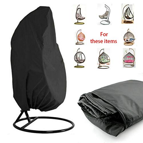 Chris.w Outdoor Patio Hanging Chair Cover, Wicker Egg Swing Chair Cover, Heavy Duty Water Resistant For Outdoor Swing With Storage Bag (75" H X 45" W, Black) #TOP1
