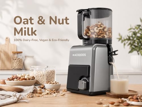 Image of 3-in-1 Cold Press Juicer Machines, 6.5 inch Mega Chute for Whole Fruit, Slow Masticating Juicer with Sorbet & Nut Milk Maker, BPA Free, 100 OZ Hopper, Easy Clean, Oxide Gray