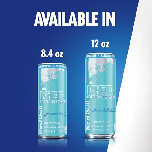 Image of Red Bull Iced Energy Drink, Iced Vanilla Berry, Iced Edition | contains caffeine, taurine, B-vitamins, sweeteners, and water, 12 fl oz, 24 cans (6 packs of 4)