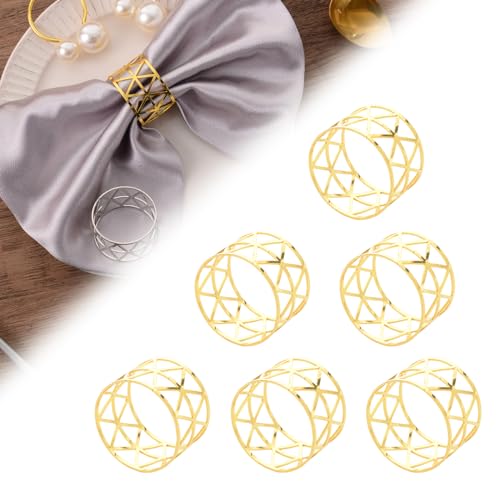 Gold Napkin Rings Set, Christmas Napkin Rings (12 PCS)
