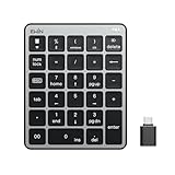Ewin テンキー numlock非連動 Bluetooth/2.4G接続 2台デバイス接続 ワイヤレス 数字キーボード Bluetoothキーボード 超薄型 左手デバイス 片手デバイス ショートカットキー 日本語対応 iOS iPadOS Windows Androidに対応 (グレー)