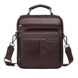 Bolsa carteiro masculina Hebetag de couro para ombro, #12coffee(s), 21cm(W)x10cm(D)x25cm(H)(8.26'x3.93'x9.84') approx;