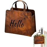 Rustic Metal Handbag Planter Decor, Weathered Rust Finish Rustic Flower Pot for Garden, Patio, Porch, Lawn, Yard Outdoor Decor (1 Pcs)