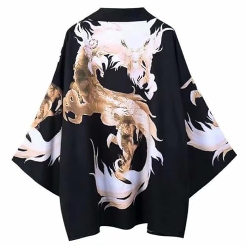 eurNhrN Kimono japonés Tradicional Yukata Kimono cárdigan Hombres Playa Ropa Delgada asiática japón Kimonos Moda Masculino Camiseta Casual de cárd