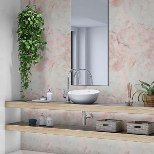 15 Metros - Papel Adesivo Envelopamento Móveis Imita Mármore (Mármore Rosa)