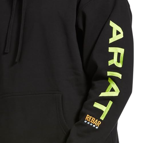 Ariat Men's Rebar Graphic Hoodies, Black/Lime, X-Large Tall4