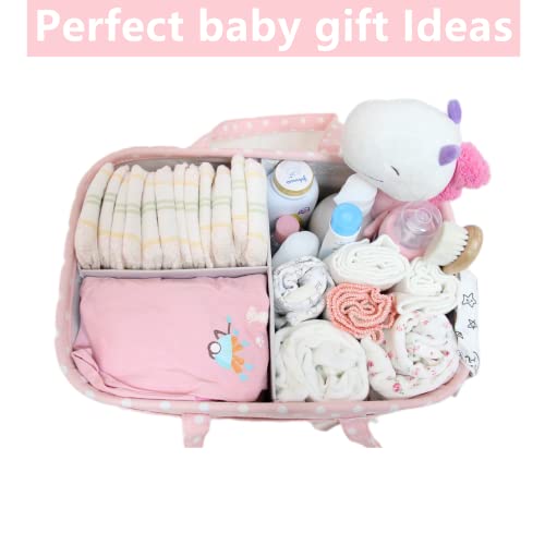 Pink Diaper Caddy Organizer for Baby Girl-Large Portable Diaper Caddy Basket for Changing Table-Diaper Organizer Caddy-Car Travel Tote Bag-Newborn Registry Baby Shower Basket for Diapers & Wipes - Image 4