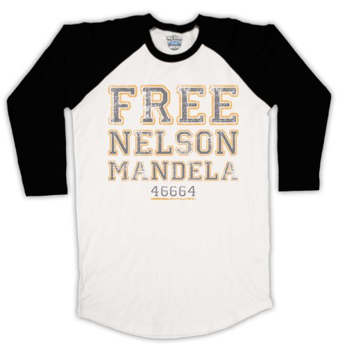 T-shirt Nelson Mandela manches 3/4 look vintage graphique coton