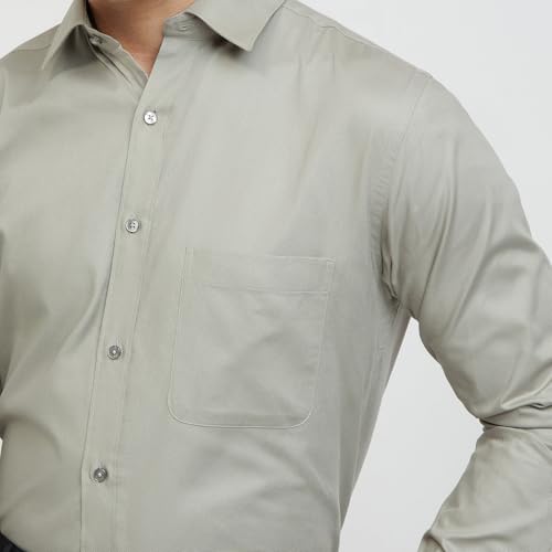 Image of Raymond Men's Pure Cotton Solid Pattern Slim Fit Semi Cutaway Collar Full Sleeve Formal Shirt