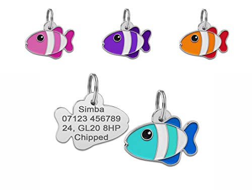 Larryroo LR-FS Fisch Hundemarke Personalisiert Blau