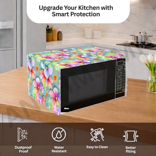Image of Printed Microwave Oven Cover | Dustproof Waterproof Non-Slip Fabric Cover | Kitchen Decorative Appliance Protector | Kitchen Appliance Cover. (Spy Flower)