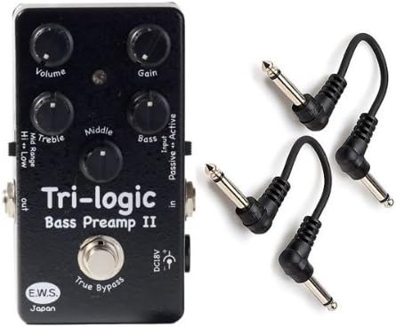 EWS Tri-Logic Bass Preamp II Effect Pedal Stomp box w/ 2x 6" Patch Cables NEW