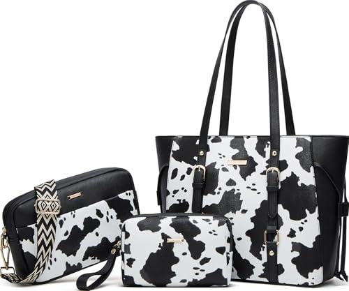 Image of Women Fashion Synthetic Leather Handbags Tote Bag Shoulder Bag Top Handle Satchel Purse Set