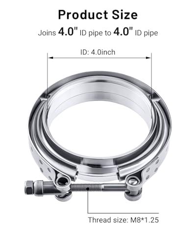 Image of EVIL ENERGY 4.0 Inch V Band Clamp with Flange Male Female Stainless Steel 2PCS