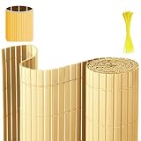 Eulenke Estera de Privacidad de PVC, 120 x 500 cm Cañizo PVC con Bridas, Lamas reforzadas, Cañizo Jardin Ocultacion para balcón, Bambù