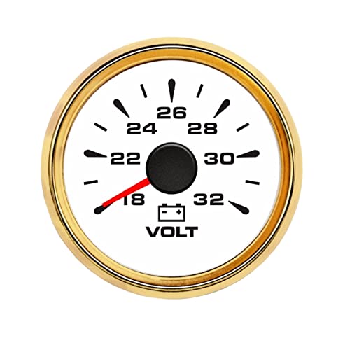 SENEHGMLP(売店) トラックボートヨットのための52mmの自動電圧計316Lベゼルのオートバイの車の電圧計ボルトゲージ rv.電圧計12V 24V 自動車用電圧計(16-32V WG)